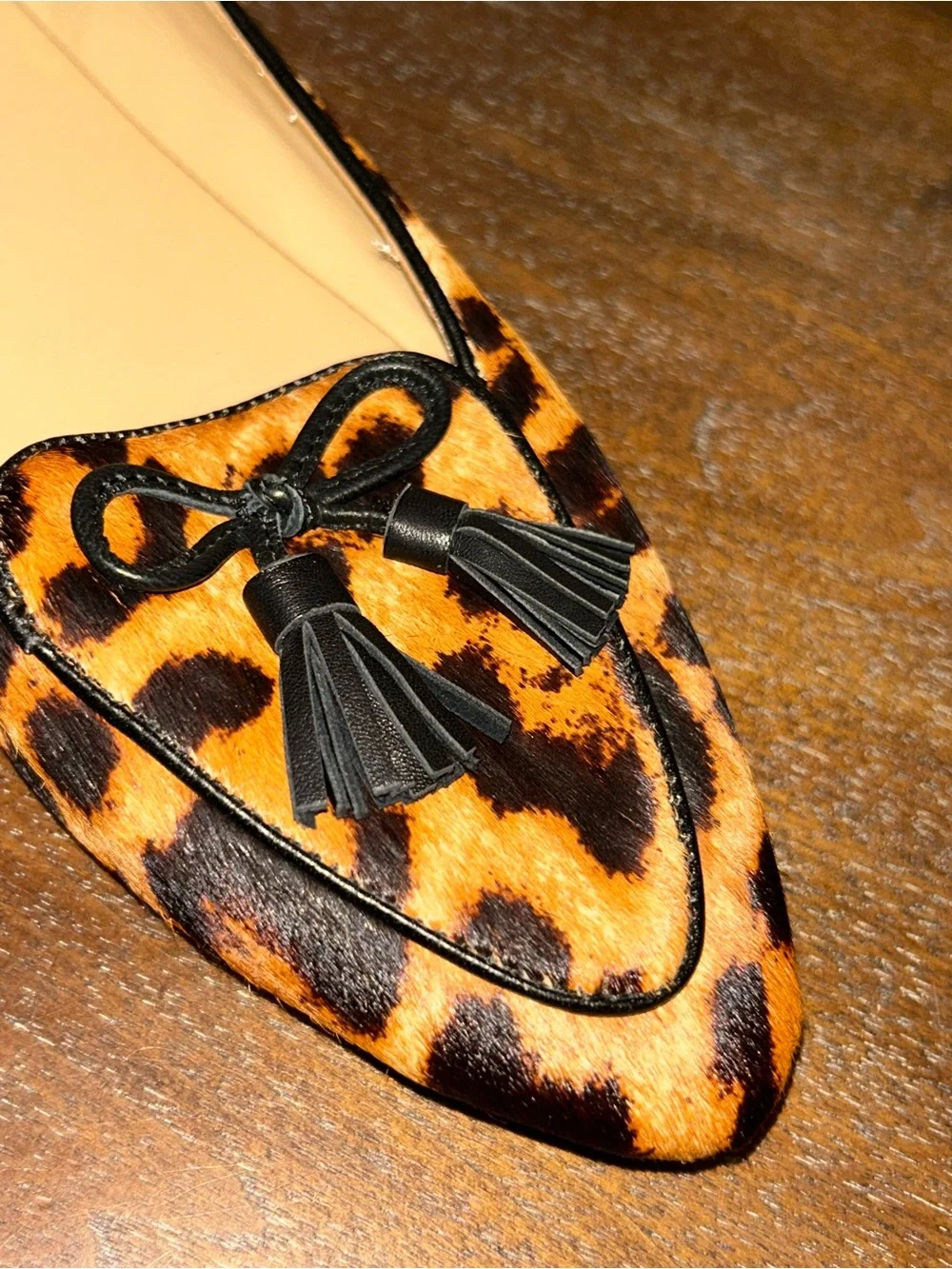 Talbots Francesca Animal Print Tassel Tie Slip On Driver Moccasin Loafer Shoes